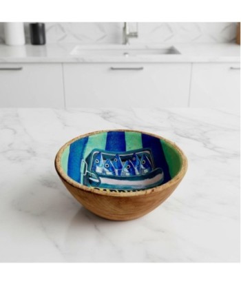 Cuenco Decorativo de Madera con Diseño de Sardinas para Cocina y Hogar, Ideal para Servir, Decorar y Organizar