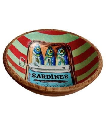 Cuenco Decorativo de Madera y Resina con Diseño de Sardinas para Cocina y Hogar, Ideal para Servir o Decorar
