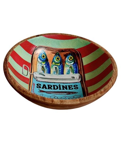 Cuenco Decorativo de Madera y Resina con Diseño de Sardinas para Cocina y Hogar, Ideal para Servir o Decorar