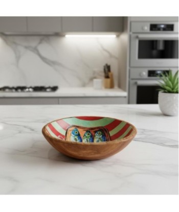 Cuenco Decorativo de Madera y Resina con Diseño de Sardinas para Cocina y Hogar, Ideal para Servir o Decorar
