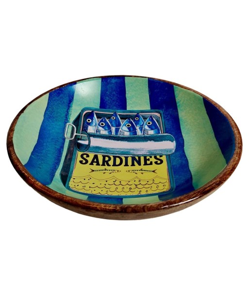 Cuenco Decorativo de Madera y Resina con Diseño de Sardinas - Ideal para Cocina y Hogar - Estilo Marinero