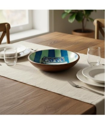 Cuenco Decorativo de Madera y Resina con Diseño de Sardinas - Ideal para Cocina y Hogar - Estilo Marinero