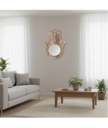 Espejo Decorativo Mano de Fátima para Pared - Diseño Étnico - Ideal para Decoración del Hogar - Regalo Original