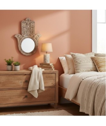 Espejo Decorativo Mano de Fátima para Pared - Diseño Étnico - Ideal para Decoración del Hogar - Regalo Original