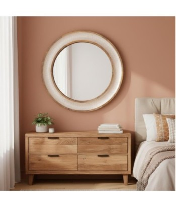 Espejo Decorativo Redondo de Nacar para Pared, Diseño Moderno, Ideal para Sala, Dormitorio, Baño, 78cm, Decoración