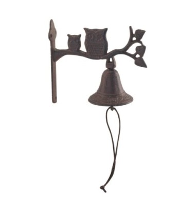 ORIGEN Home Decor Campana buhos Jardin | Adorno Pared Jardín Marrón - 18x19x9cm