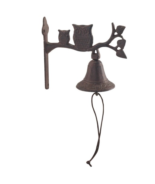 ORIGEN Home Decor Campana buhos Jardin | Adorno Pared Jardín Marrón - 18x19x9cm