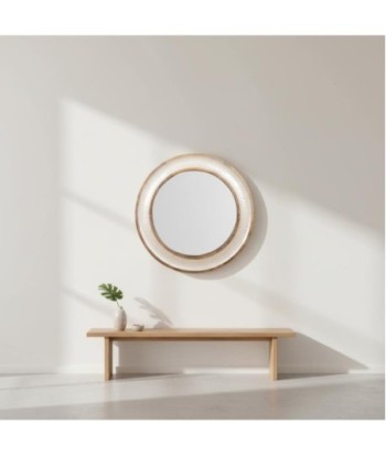 Espejo Decorativo Redondo de Nacar para Pared, Diseño Moderno, Ideal para Sala, Dormitorio, Baño, 78cm, Decoración