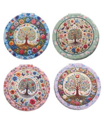 Espejo de Bolsillo Árbol de la Vida, Diseño Compacto y Elegante, Ideal para Regalos, Accesorio de Belleza Portátil