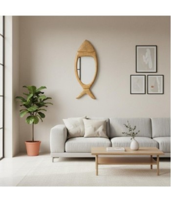 Espejo Decorativo Pez de Madera Mango, Diseño Único para Decoración Hogar, Ideal para Sala, Dormitorio, Estilo