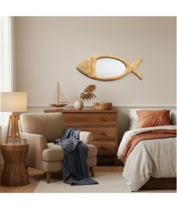 Espejo Decorativo Pez de Madera Mango, Diseño Único para Decoración Hogar, Ideal para Sala, Dormitorio, Estilo