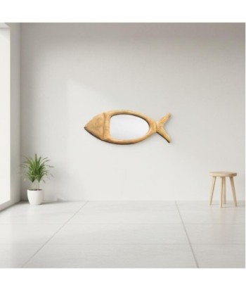 Espejo Decorativo Pez de Madera Mango, Diseño Único para Decoración Hogar, Ideal para Sala, Dormitorio, Estilo