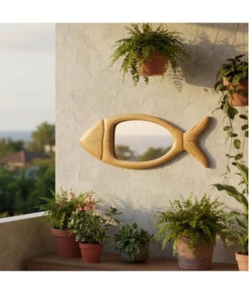 Espejo Decorativo Pez de Madera Mango, Diseño Único para Decoración Hogar, Ideal para Sala, Dormitorio, Estilo