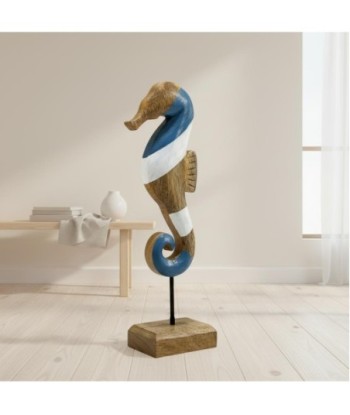Decoración Marinera Caballito de Mar Azul, Figura de Madera, Adorno Náutico para Hogar, Oficina, Regalo Original