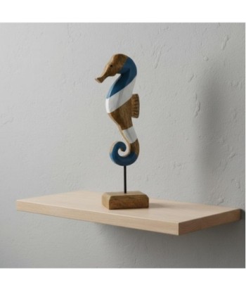 Decoración Marinera Caballito de Mar Azul, Figura de Madera, Adorno Náutico para Hogar, Oficina, Regalo Original