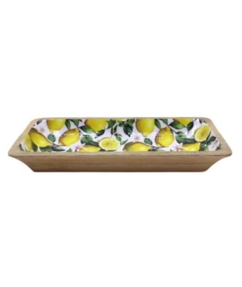 Bandeja decorativa de madera amarilla para servir, bandeja de desayuno y aperitivos, ideal para el hogar y eventos