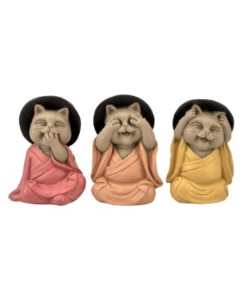 Figura Decorativa Gato Buda No Ve, No Oye, No Habla - Estatua Oriental de Resina para Hogar y Oficina