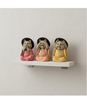 Figura Decorativa Gato Buda No Ve, No Oye, No Habla - Estatua Oriental de Resina para Hogar y Oficina