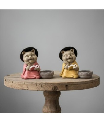 Gato Buda Portavelas Decorativo - Figura Zen para Meditación y Relajación - Ideal para Hogar y Oficina