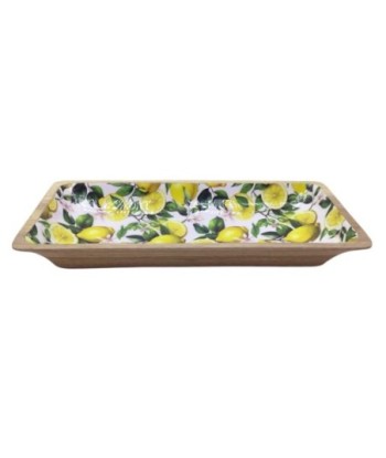 Bandeja pequeña de madera amarilla ideal para decoración y organización de espacios, funcional y versátil para