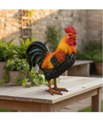 Figura Decorativa de Gallo en Resina, Colección Rústica, Ideal para Decoración de Hogar, Artesanía Detallada