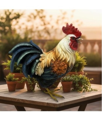 Figura Decorativa de Gallo Rústico para Hogar - Decoración de Animales de Resina - Estilo Campestre - Ideal para