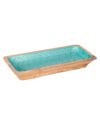 Bandeja de Decoración Moderna para Hogar, Bandeja Pequeña de Madera Azul, Accesorio Estiloso para Mesa o Estante