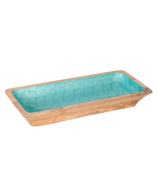 Bandeja de Decoración Moderna para Hogar, Bandeja Pequeña de Madera Azul, Accesorio Estiloso para Mesa o Estante