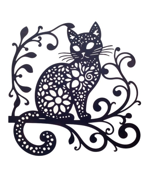Adorno de Pared con Figura de Gato en Metal, Decoración Moderna y Elegante para Hogar, Diseño Artístico y Duradero.
