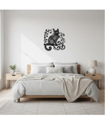 Adorno de Pared con Figura de Gato en Metal, Decoración Moderna y Elegante para Hogar, Diseño Artístico y Duradero.