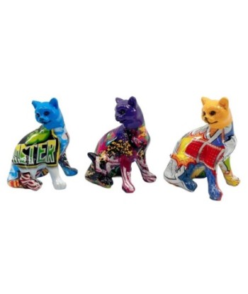 Figura Decorativa de Gato Pequeño Multicolor - Set de 3 - Arte Pop Moderno para Decoración de Hogar y Oficina