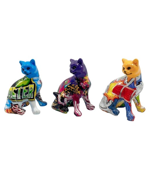 Figura Decorativa de Gato Pequeño Multicolor - Set de 3 - Arte Pop Moderno para Decoración de Hogar y Oficina
