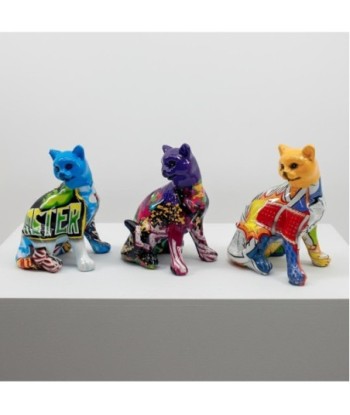 Figura Decorativa de Gato Pequeño Multicolor - Set de 3 - Arte Pop Moderno para Decoración de Hogar y Oficina