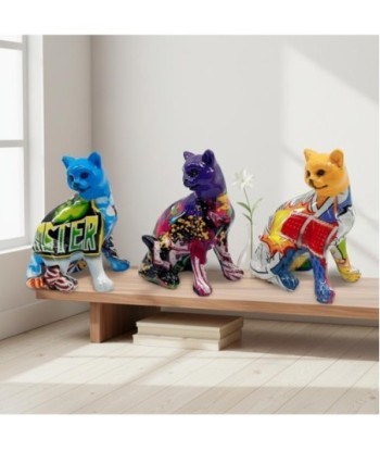 Figura Decorativa de Gato Pequeño Multicolor - Set de 3 - Arte Pop Moderno para Decoración de Hogar y Oficina