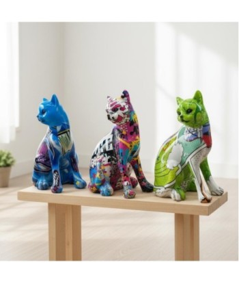 Figura Decorativa de Gato en Resina, Diseño Pop Art, Estilo Moderno, Ideal para Decoración de Hogar y Oficina