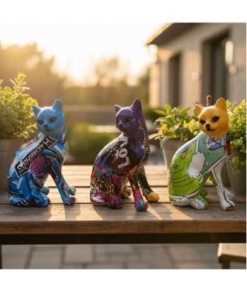Figura Decorativa de Gato en Resina, Diseño Pop Art, Estilo Moderno, Ideal para Decoración de Hogar y Oficina