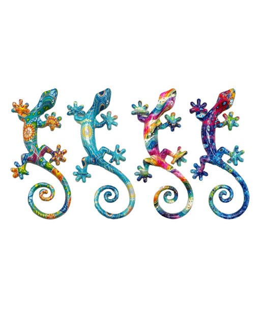 Adorno de Pared Lagarto Tropical Resina Decoración Interior Exterior Diseño Único 4 Figuras Jardín Hogar Arte
