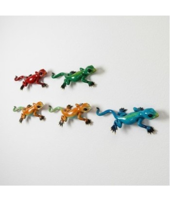 Figura Decorativa de Lagarto Multicolor en Resina, Diseño Pop Art, Ideal para Decoración Moderna y Original del