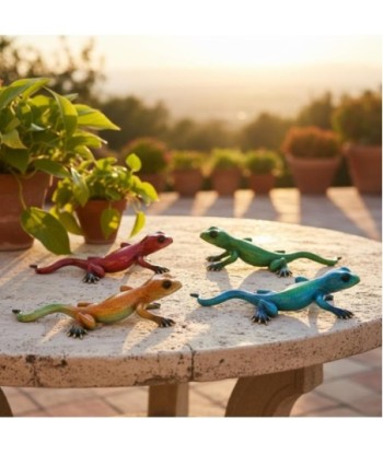 Figura Decorativa de Lagarto Multicolor en Resina, Diseño Pop Art, Ideal para Decoración Moderna y Original del