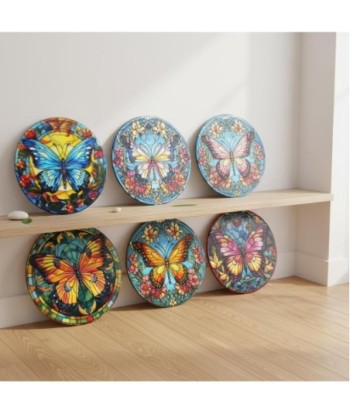 Adorno de Pared con Diseño de Mariposa, Decoración Cerámica para Hogar, Arte de Pared Multicolor, Set de 4 Piezas