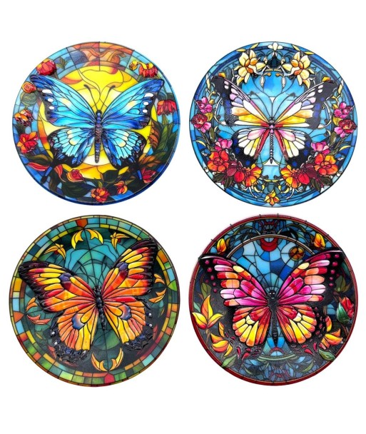 Adorno de Pared con Diseño de Mariposa, Juego de 4 Platos Decorativos, Decoración Moderna para el Hogar