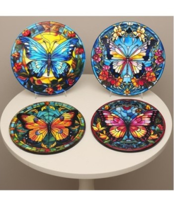 Adorno de Pared con Diseño de Mariposa, Juego de 4 Platos Decorativos, Decoración Moderna para el Hogar