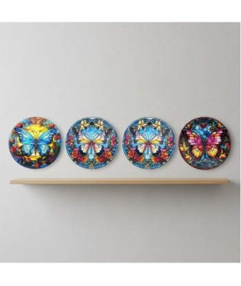 Adorno de Pared con Diseño de Mariposa, Juego de 4 Platos Decorativos, Decoración Moderna para el Hogar