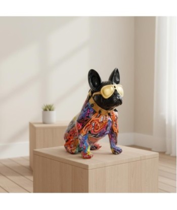 Figura Decorativa Bulldog Multicolor de Resina - Arte Moderno para Decoración de Hogar - Regalo Perfecto para