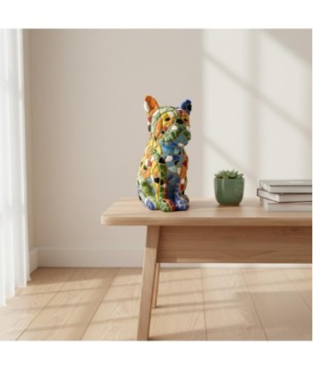 Figura Decorativa de Perro Pop Art, Resina Multicolor, Ideal para Hogar y Oficina, Regalo Original y Moderno