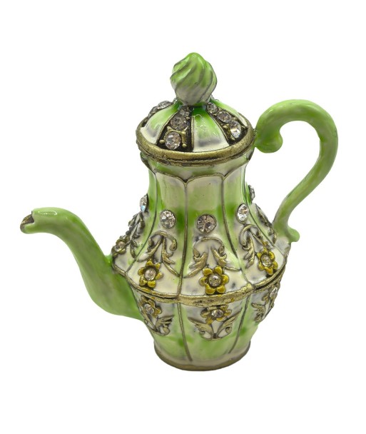 Caja Tetera de Metal Verde para Almacenamiento de Té, Accesorio de Cocina Elegante y Funcional para Amantes del