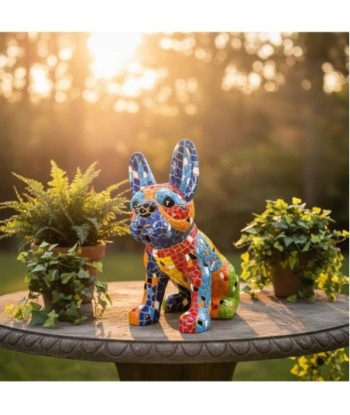 Figura Decorativa de Perro de Resina, Diseño Pop Art, Estatuilla Multicolor para Interior, Regalo Moderno y Original