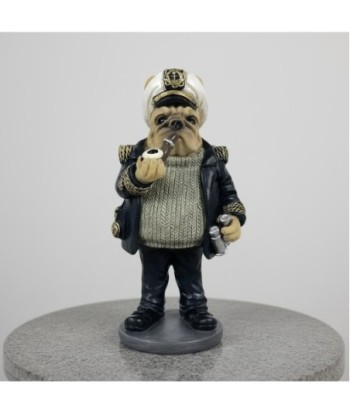 Figura Decorativa Bulldog Capitán de Resina - Escultura Moderna de Perro con Detalles Náuticos - Ideal para Hogar