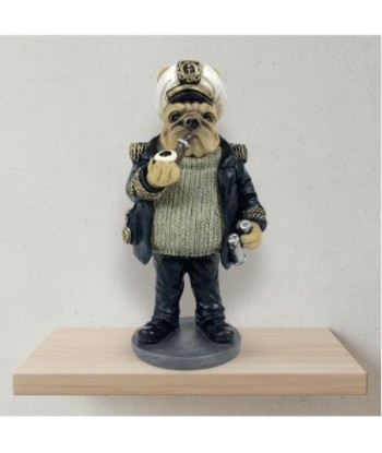 Figura Decorativa Bulldog Capitán de Resina - Escultura Moderna de Perro con Detalles Náuticos - Ideal para Hogar