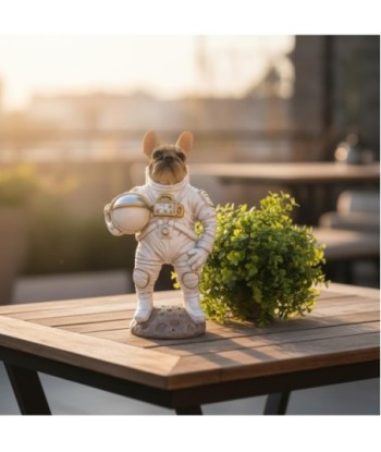 Figura Decorativa Bulldog Astronauta de Resina, Escultura Moderna para Hogar y Oficina, Idea de Regalo Única
